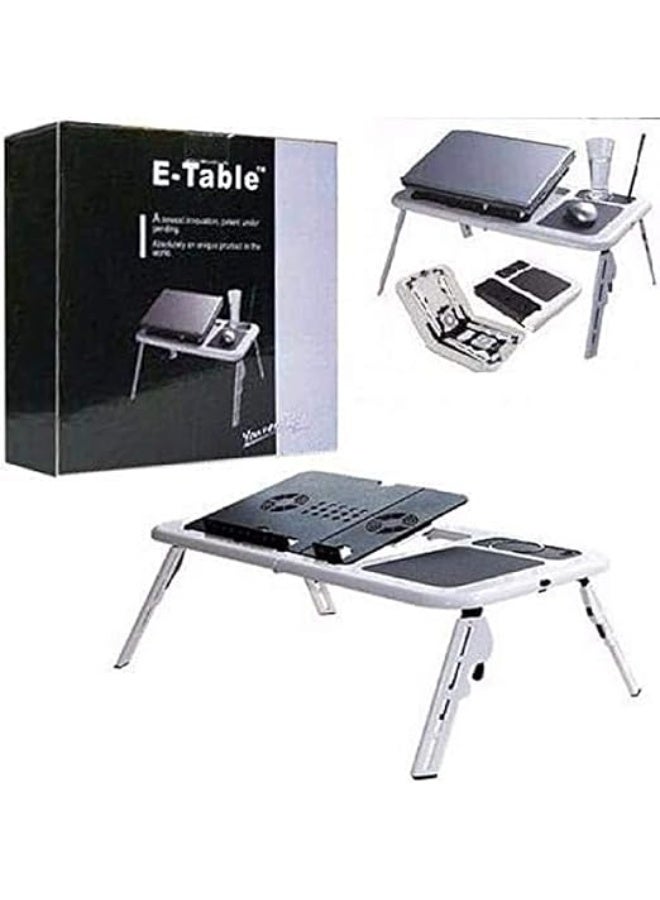 Adjustable laptop table with cooling fan – a comfortable and portable stand for use at home, in the office, or in bed. - Image 1